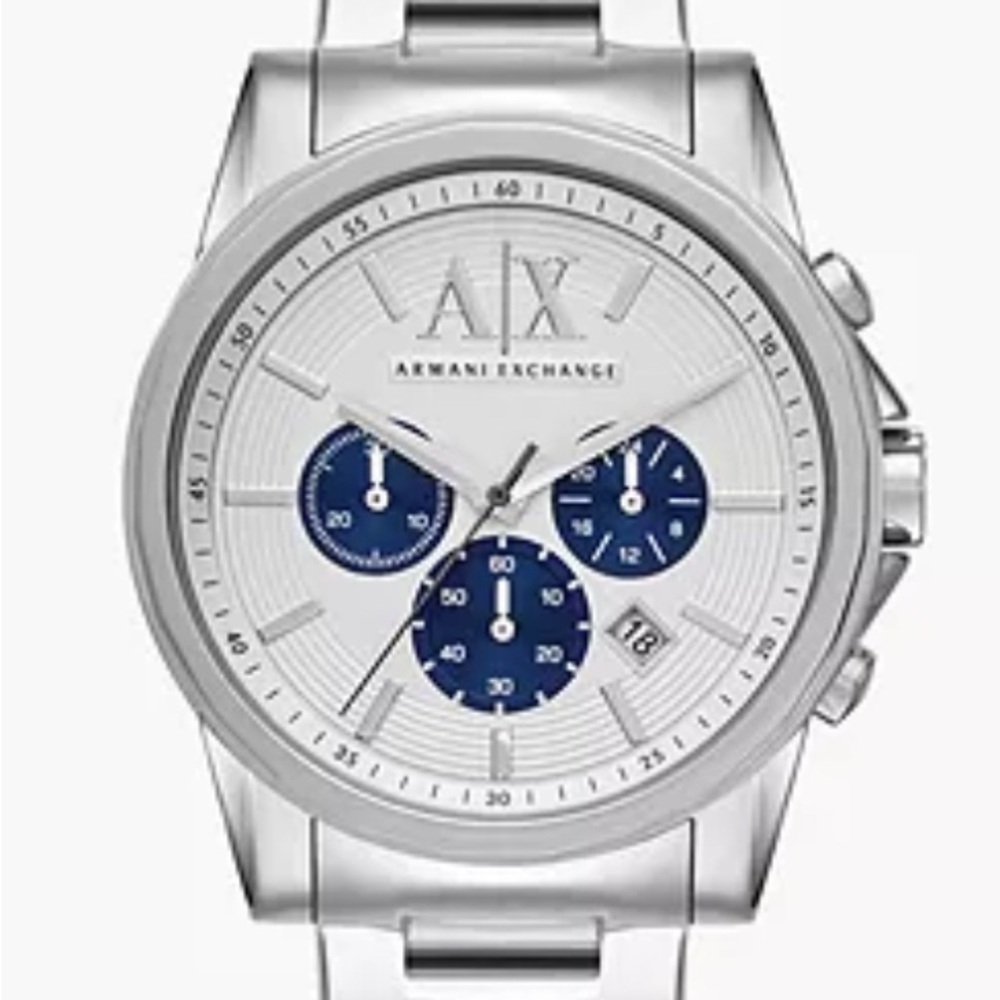 Armani Exchange Silver Watch with Blue Accents men’s watch